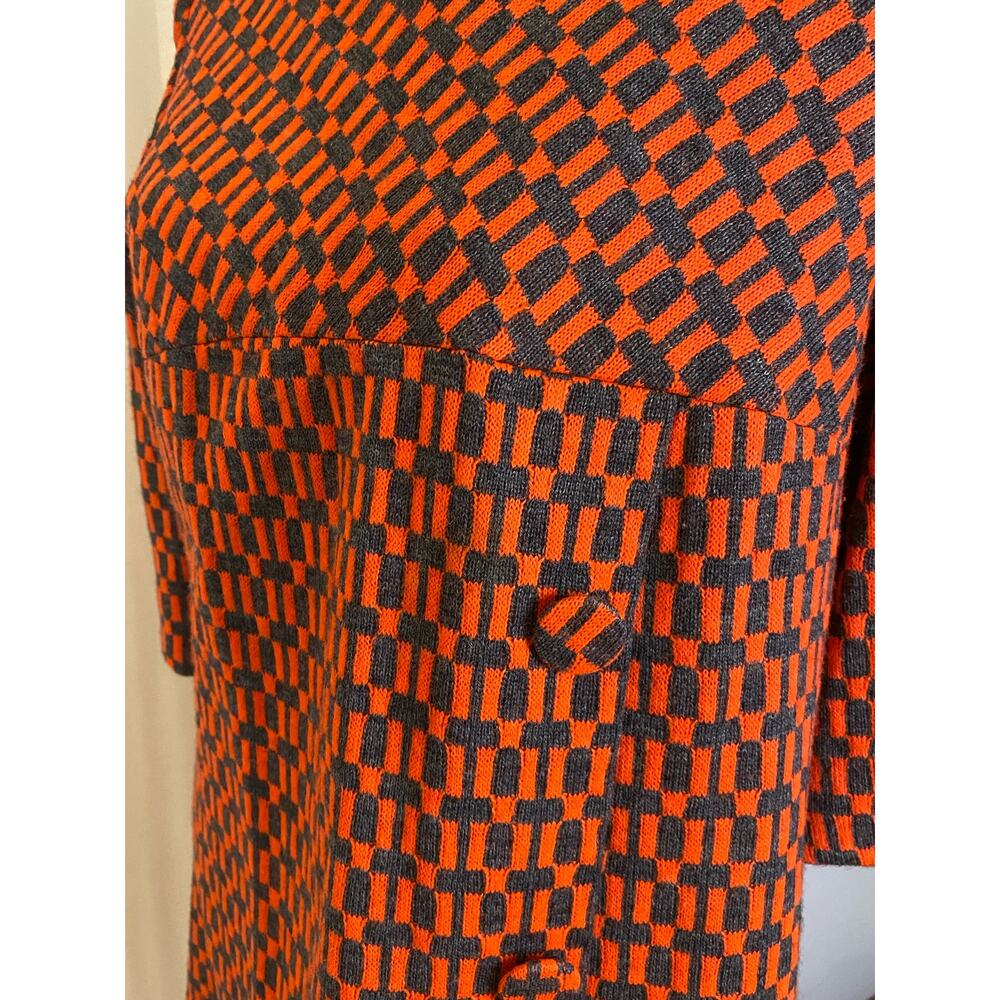 RARE Vintage 1960s Mod orange gray dress with original price tag! Fits 14 - Picture 4 of 9